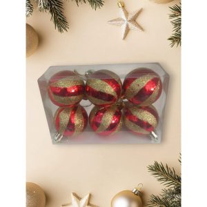 Kit com 6 Bolas de Natal com Glitter – 5cm
