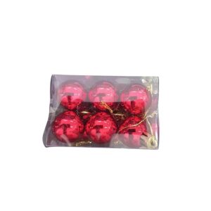 Kit 12 Bolas de Natal Decorativas com Cordão Dourado – Plástico Brilhante