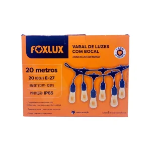 Varal De Luzes Com Bocal 20 Metros/20 Bocais E-27 Foxlux