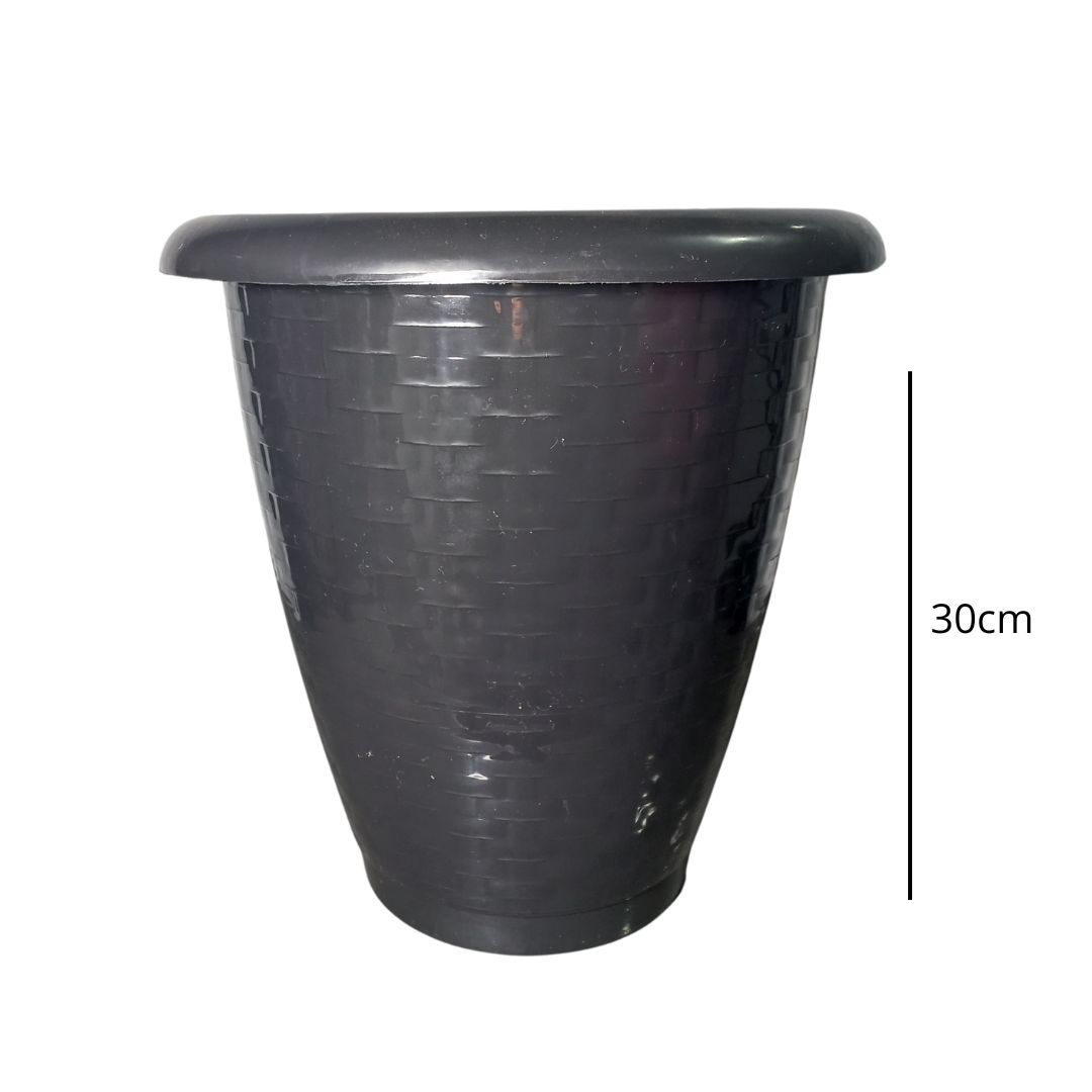 Vaso Plástico Redondo Rattan Nº 30 – 11 Litros – Preto e Cappucino - Image 4