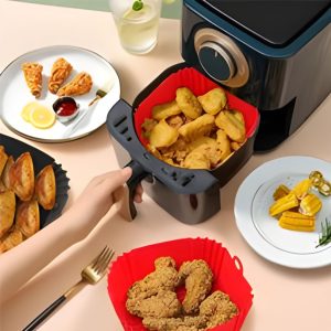 Forma de Silicone Quadrada para Air Fryer – Cozimento Saudável e Prático – 17 cm