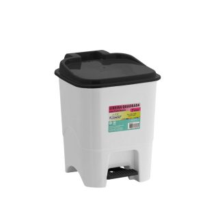 Lixeira Quad Pedal 7L Branco Fechado Plasmont