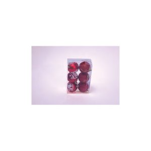 Kit com 6 Bolas de Natal com Glitter e Desenhos – 6 cm