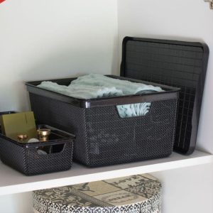 Caixa Organizadora Decorativa com Tampa Preta 16 Litros – Arqplast