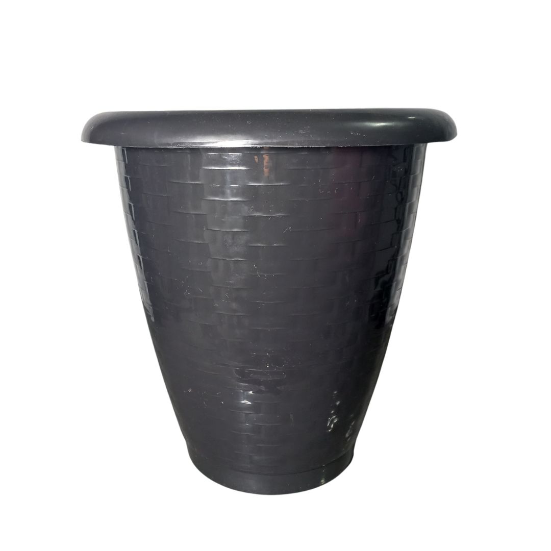 Vaso Plástico Redondo Rattan Nº 30 – 11 Litros – Preto e Cappucino
