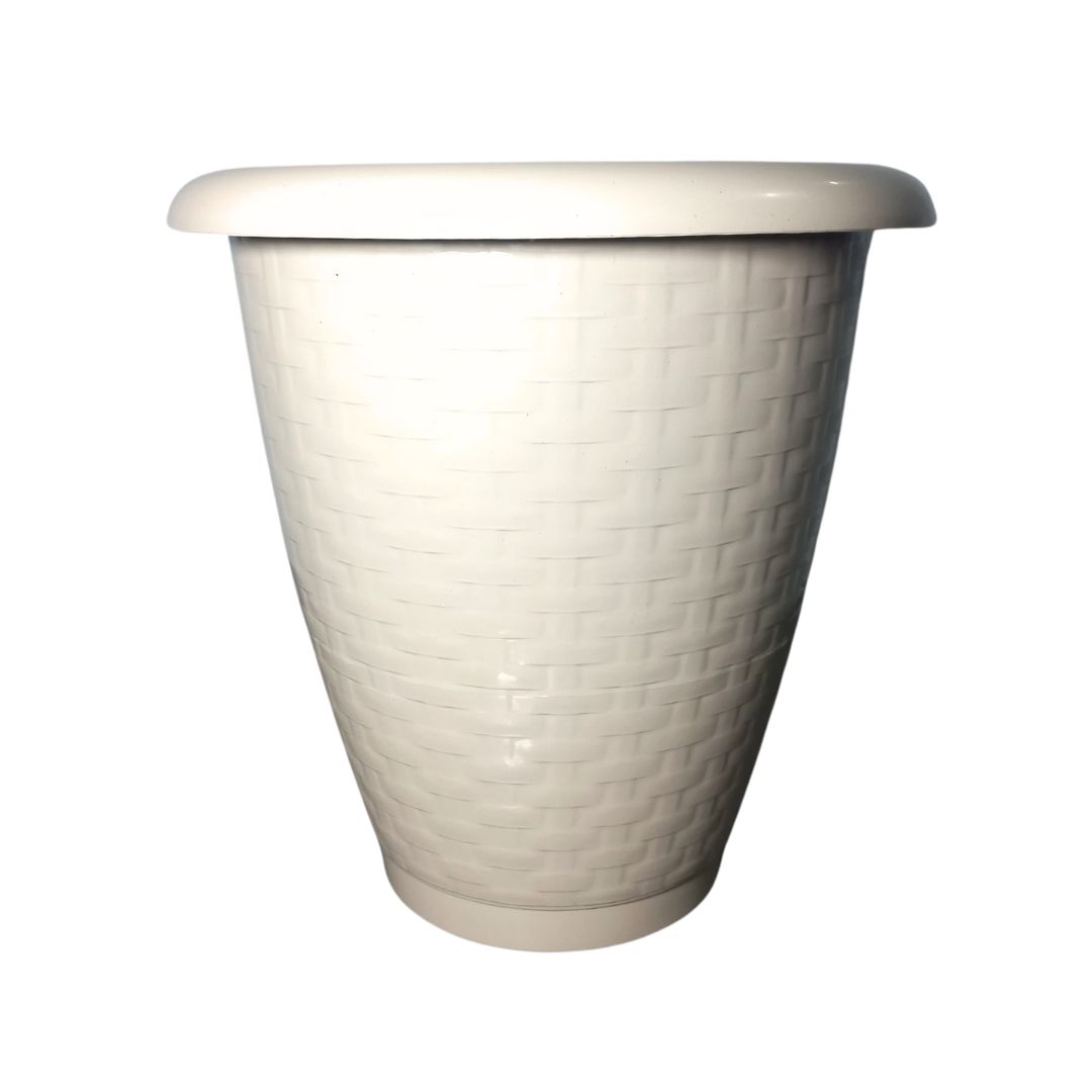 Vaso Plástico Redondo Rattan Nº 30 – 11 Litros – Preto e Cappucino - Image 3